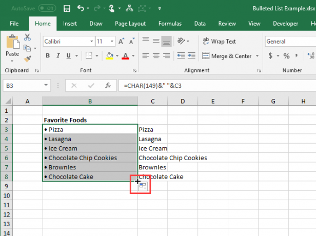 Usa Riempimento automatico in Excel per copiare una formula in altre celle