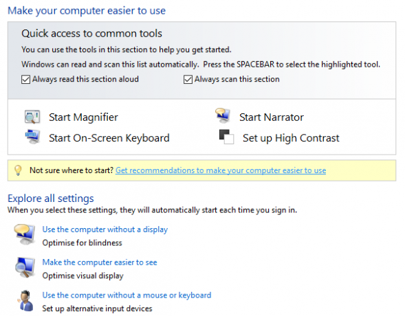 Una breve guida agli strumenti di accessibilità di Windows 10 Strumenti di accesso al pannello di controllo di windows10