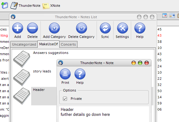 addon note thunderbird