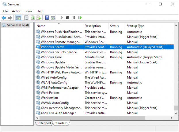 servizio di ricerca di windows