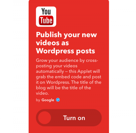 youtube ifttt nuovi video come post in wordpress