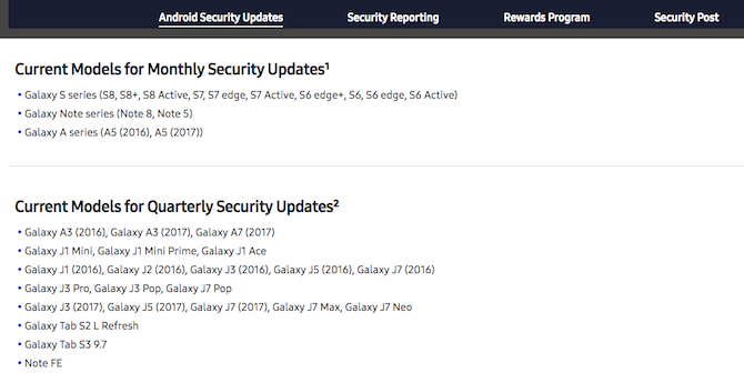 produttori di smartphone migliori per gli aggiornamenti Android di sicurezza Samsung