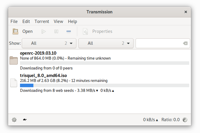 Client torrent di trasmissione per Linux