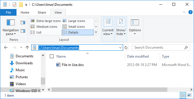 Trova il percorso del file in Esplora file di Windows.
