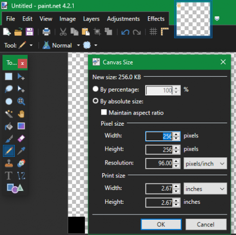 PaintNET Crea un'icona vuota