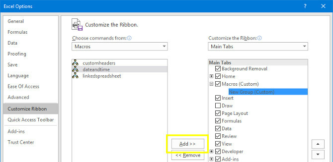 Excel aggiungi macro