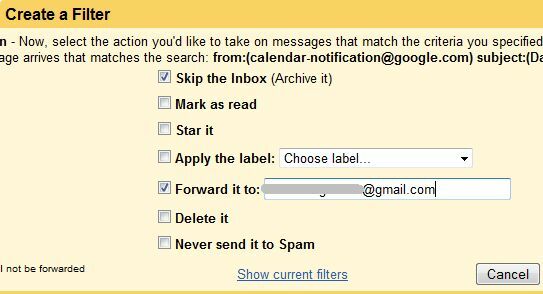 notifica e-mail di Google Calendar