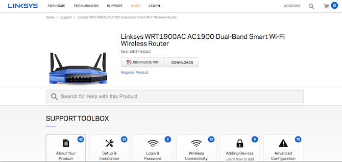 Pagina di download del firmware del router Linksys