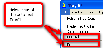 Riduci a icona i programmi sulla barra delle applicazioni con TrayIt! esci da trayit