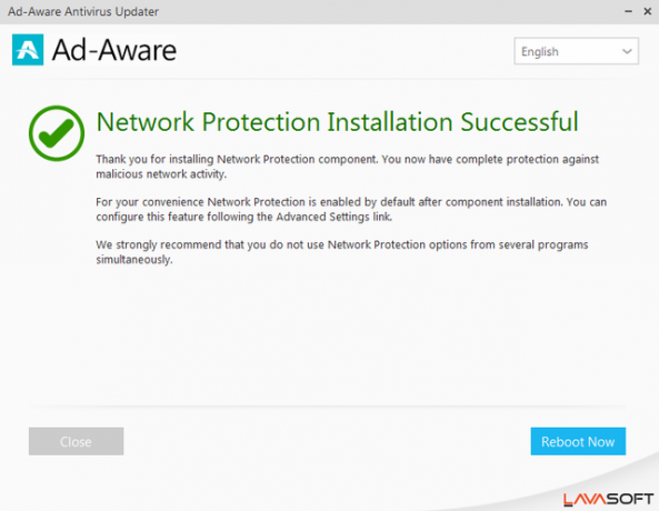 16 Ad-Aware Pro Security - Installazione di Network Protection - Operazione riuscita