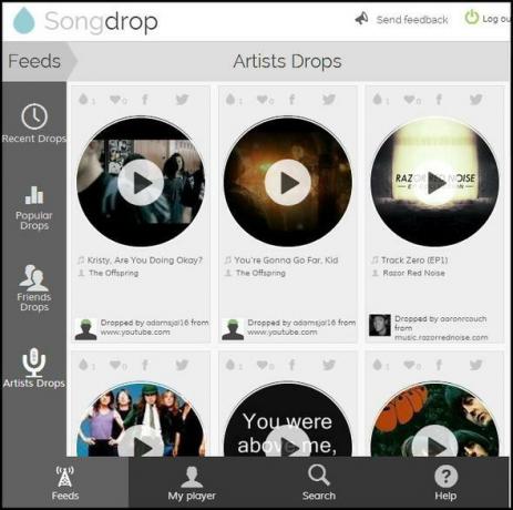 Songdrop: il tuo servizio gratuito e preferito per salvare le canzoni che non sapevi nemmeno fino ad ora l'interfaccia di Songdrop ridotta al minimo