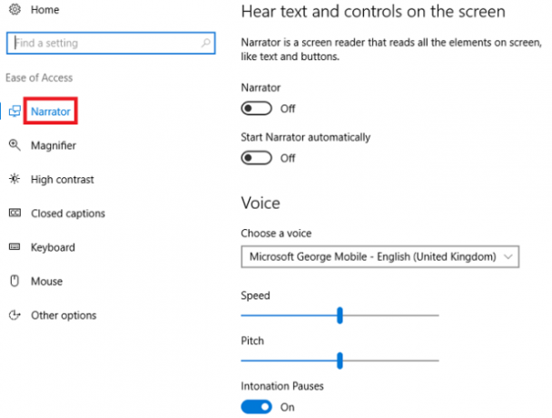 Una breve guida agli strumenti di accessibilità di Windows 10 narratore windows10 661x500