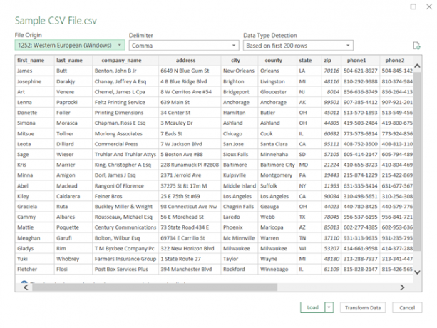 Nuova procedura guidata di importazione del testo in Excel