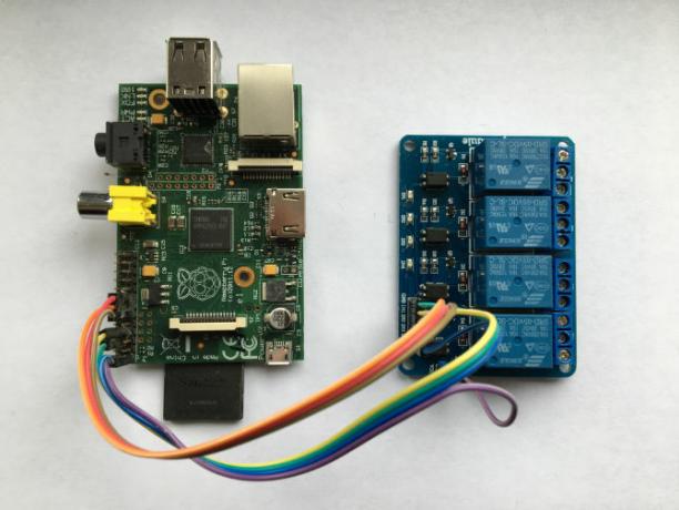 Raspberry Pi collegato a una scheda relè