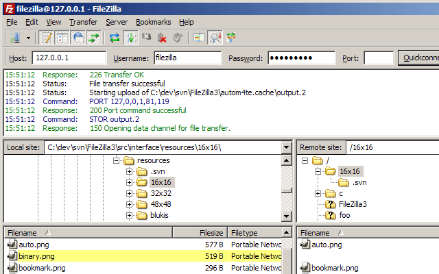 Questa è una schermata di uno dei migliori programmi FTP di Windows. Si chiama FileZilla