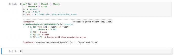 Errore di annotazione in Python