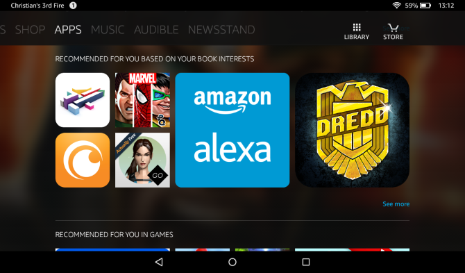 Il manuale non ufficiale della tavoletta Amazon Fire per le due app Android amazonfireguide home