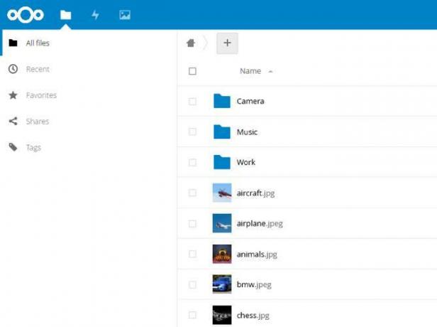 Interfaccia utente di Nextcloud