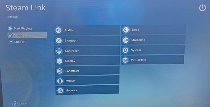impostazioni del dispositivo Steam Link