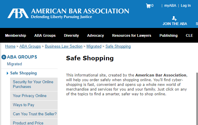 La guida allo shopping online MakeUseOf American Bar Association shopping sicuro 670x425