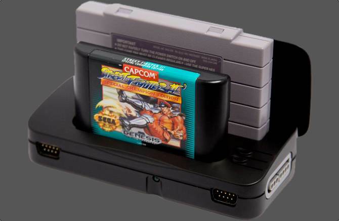 Retrode 2 con cartucce SNES e Genesis