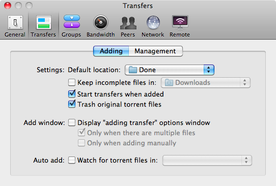 Come attivare in remoto un download di torrent tramite e-mail [Mac] impostazioni di trasmissione