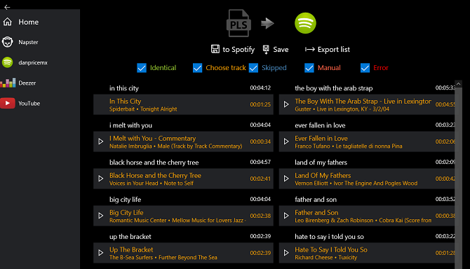 importa playlist in Spotify - app windows convertitore di playlist