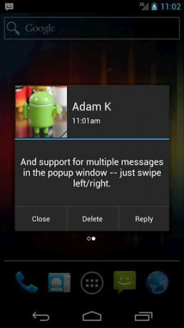 SMS popup Android