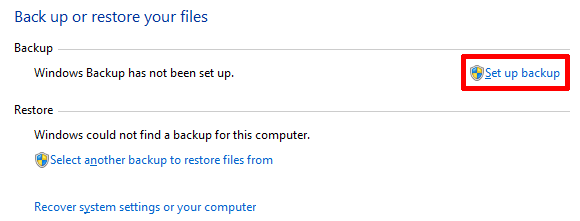 backup e ripristino di Windows 7