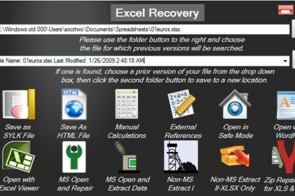 recuperare dati Excel corrotti