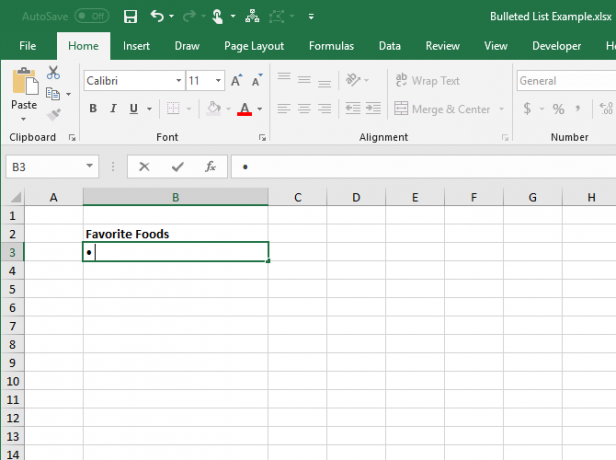 Digita un punto elenco usando una scorciatoia da tastiera in Excel