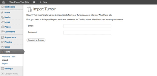 Novità di WordPress 3.3? tumblr import