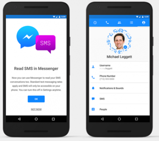 SMS di Facebook Messenger