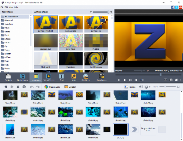 Schermata di modifica di AVS Video Editor