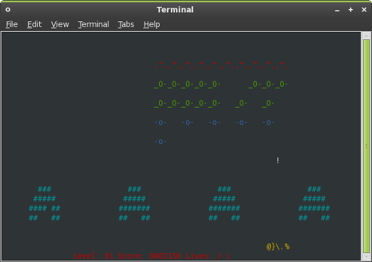 Gioca ai giochi all'interno del tuo terminale Linux ninvaders