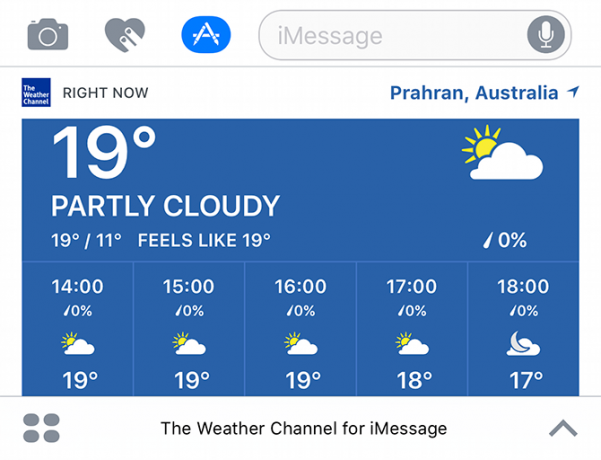 imessage del canale meteorologico