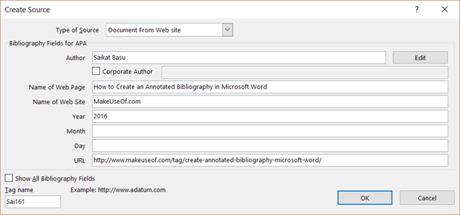 La semplice guida alla scheda Riferimenti di Microsoft Word MSWord BibliographyCreateSource