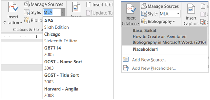 La semplice guida alla scheda Riferimenti di Microsoft Word MSWord BibliographyStyleSource