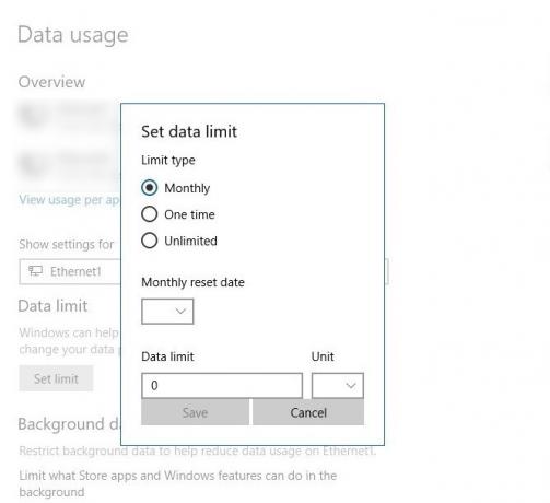 Come impostare i limiti di utilizzo dei dati in Windows Limiti di larghezza di banda di Windows 10