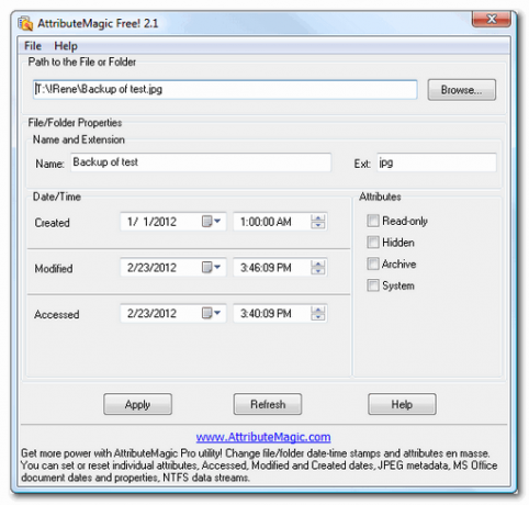 modificare le proprietà del file in Windows