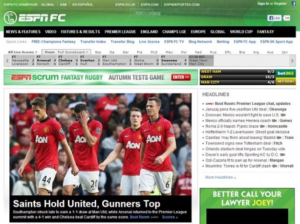 Home page di 8 Super siti Web per tifosi di calcio