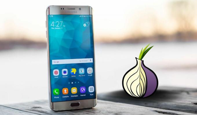 Il logo Tor è visibile accanto a uno smartphone Samsung 