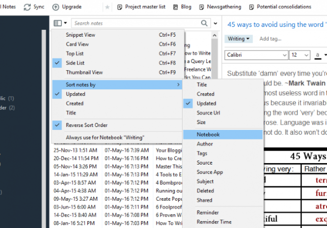 Come usare Evernote: le opzioni di visualizzazione del quaderno Manuale non ufficiale