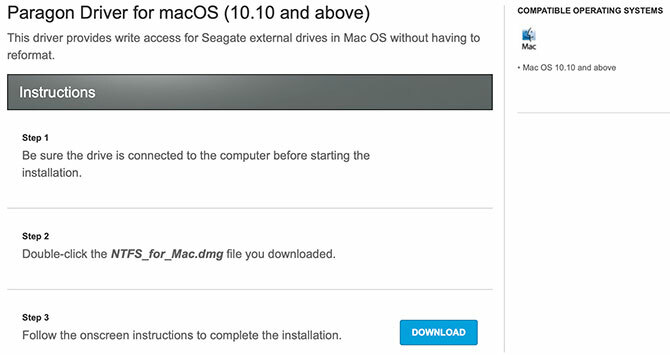 Driver Paragon NTFS per macOS di Seagate