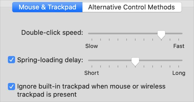 Ignora l'opzione trackpad integrata dalle Preferenze di Sistema di accessibilità