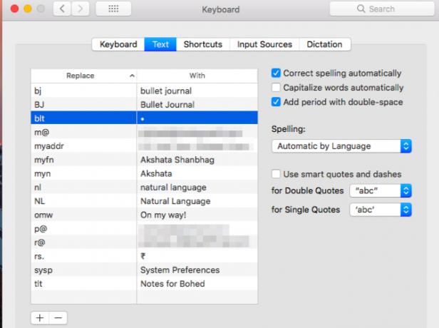 Espansione del testo per un journal bullet su Mac