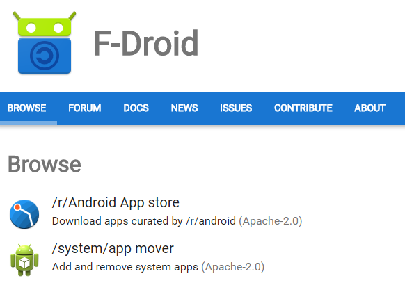 2 marketplace online alternativi per le app Android fdroid