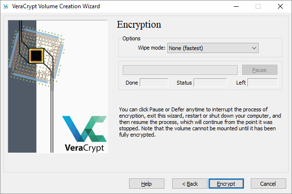 VeraCrypt Avvia crittografia