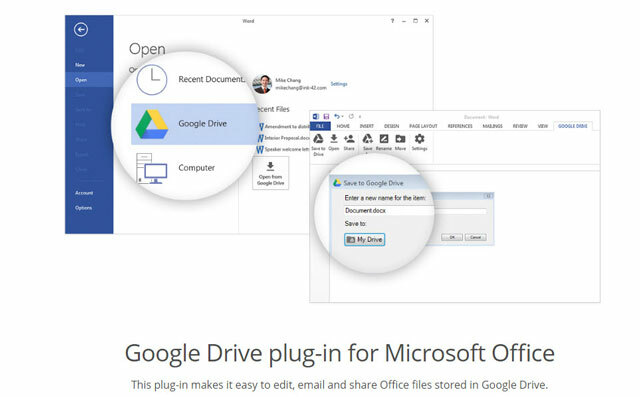 Plug-in di Google Drive per Office 2016