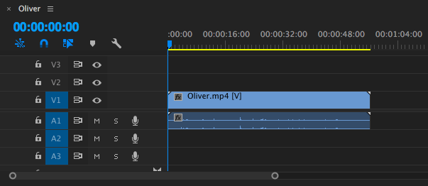 timeline di Adobe Premiere - tagliare video Adobe Premiere